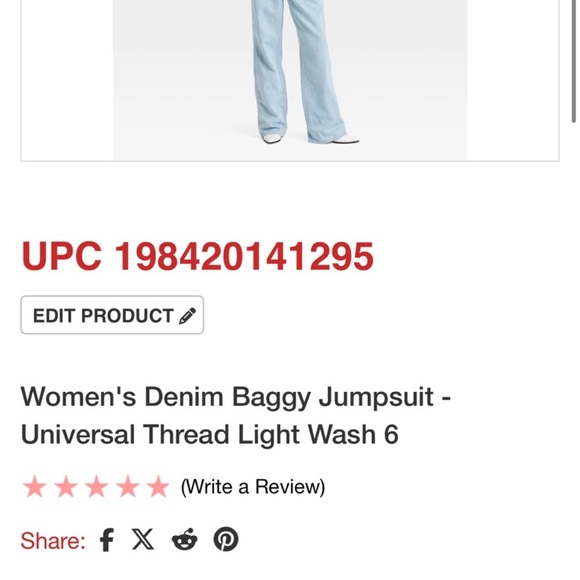 Universal Thread Light Blue Denim Jumpsuit - Picture 2 of 3